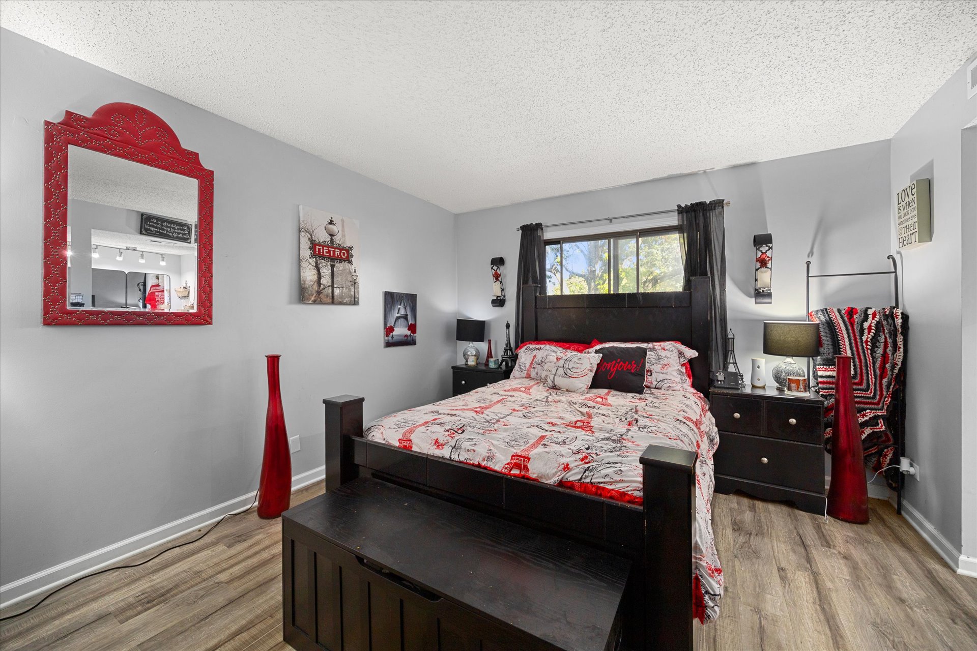 Primary bedroom with walk-in closet and private bath at 2220 Wharf Dr Unit 1906